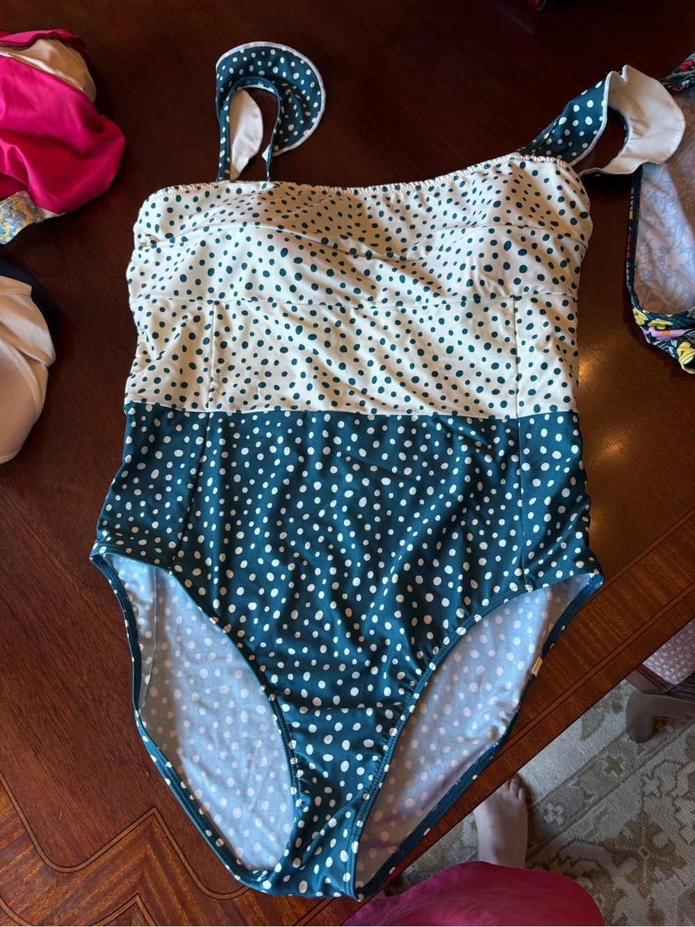 Summersalt Polka Dot One-Piece Swimsuit - Teal and Cream